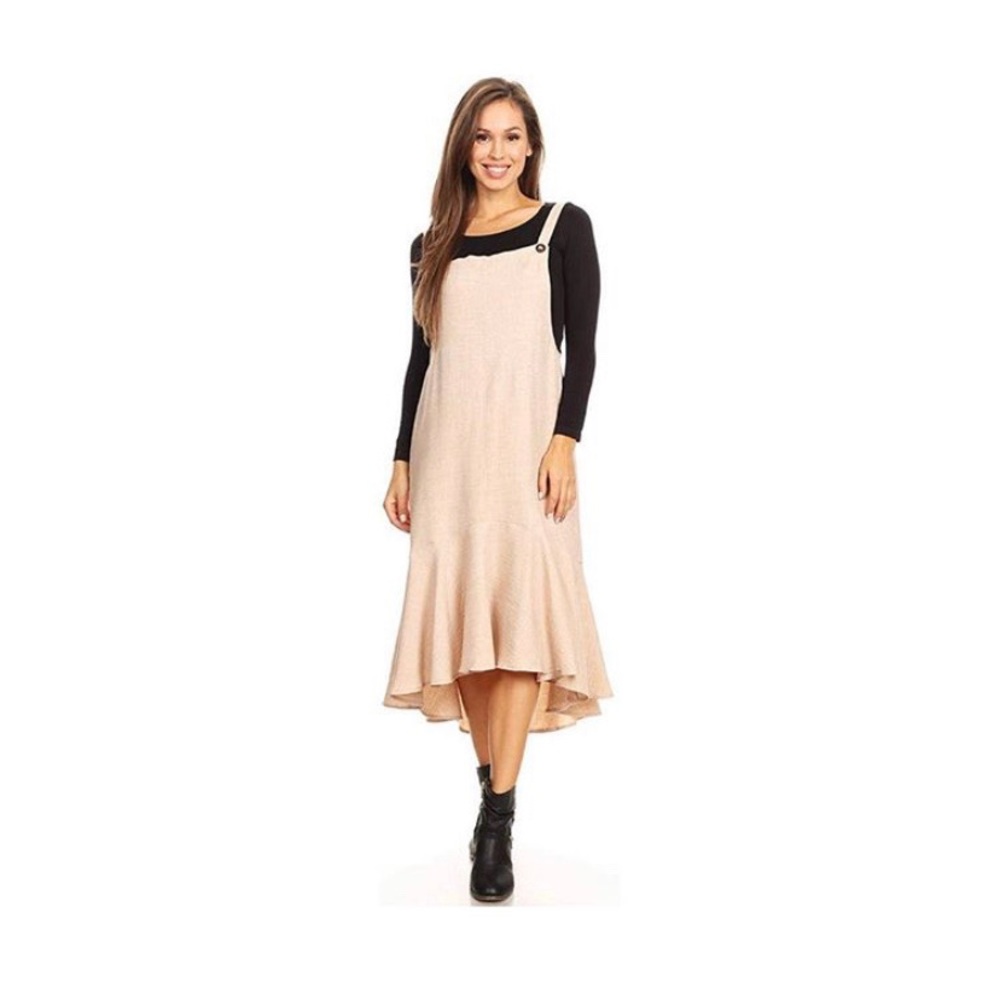 Nude Pinafore Jumper Dress